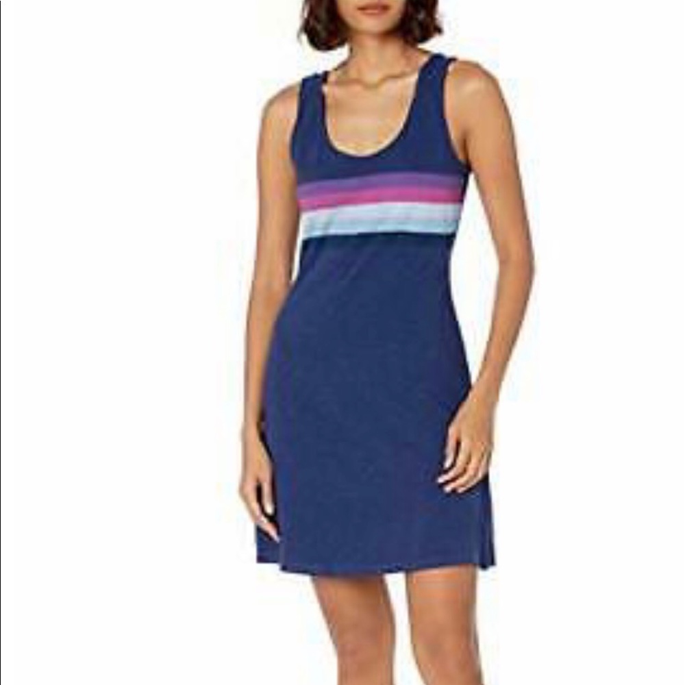Lucky Brand blue, tank dress w color stripes. L